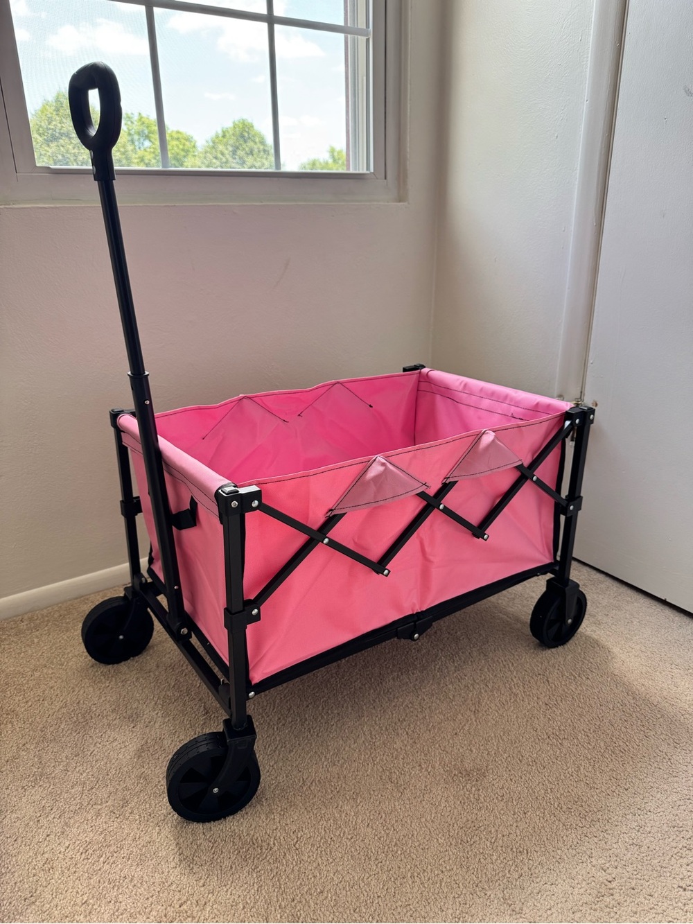 Collapsible Pink Folding Wagon Cart
